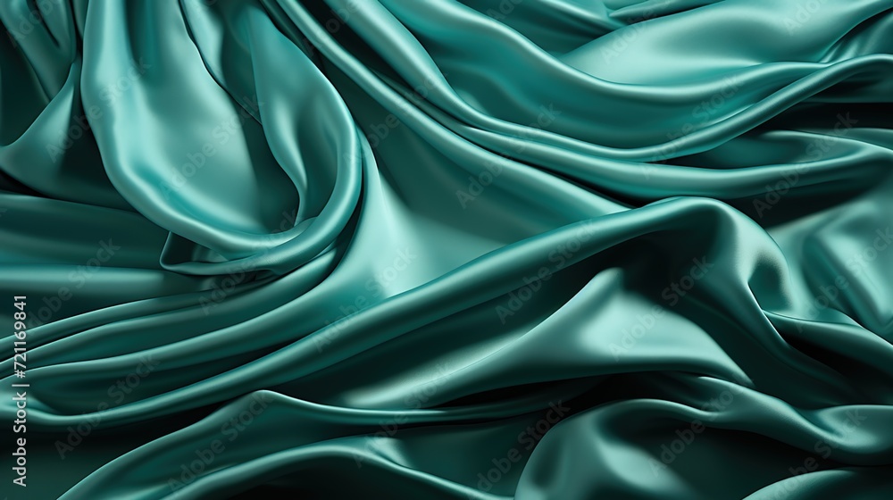 Obraz premium Satin Dreamscape: Green Silk Fabric Weave Transforms into a Wallpaper Background, Radiating Softness and Opulence