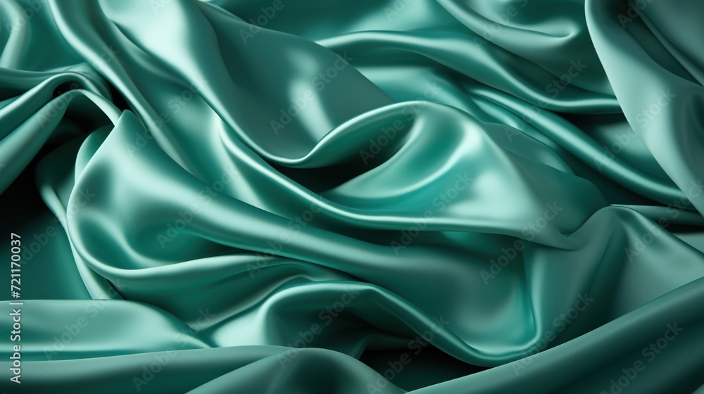 Fototapeta premium Enchanted Greens: A Soft and Luxurious Green Satin Fabric Weave Forms a Wallpaper Background, Conjuring a Sense of Sophistication