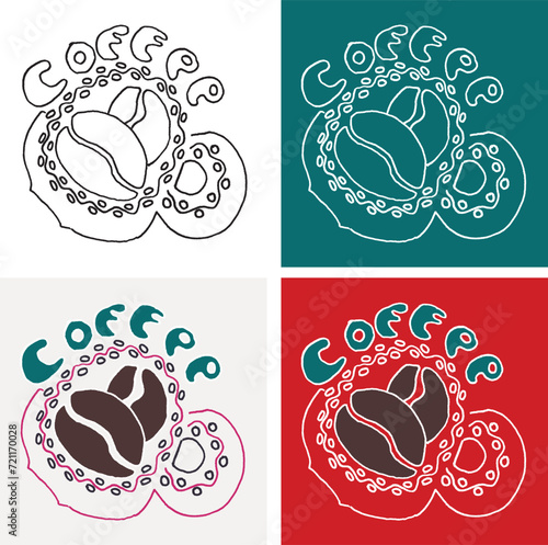 Coffee line art set. Outline coffee  illustrations collection with black thin line. Hand drown illustrations for your design.