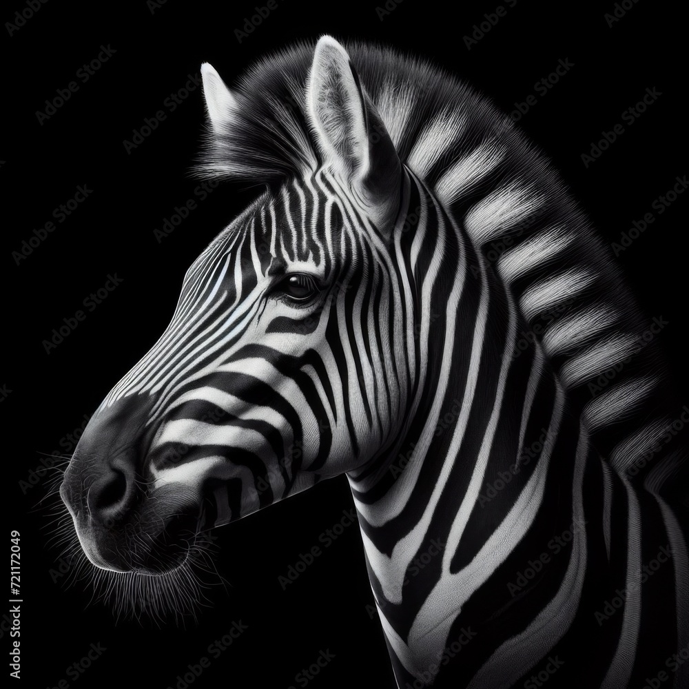 Fototapeta premium zebra head isolated on black