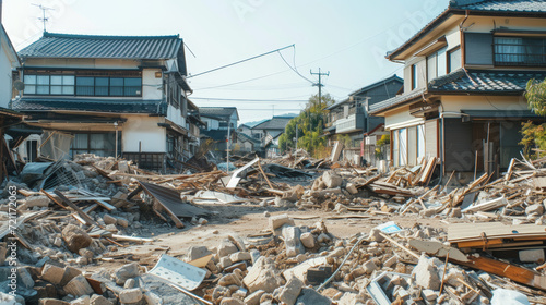 petit village rural détruit après un tremblement de terre, dégâts important dû à un séisme de forte magnitude