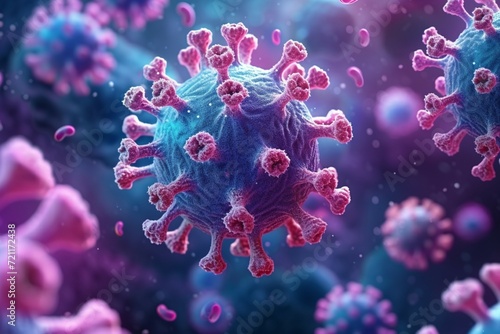 view Realistic 3D medical render virus cells, bacteria, coronavirus particles concept