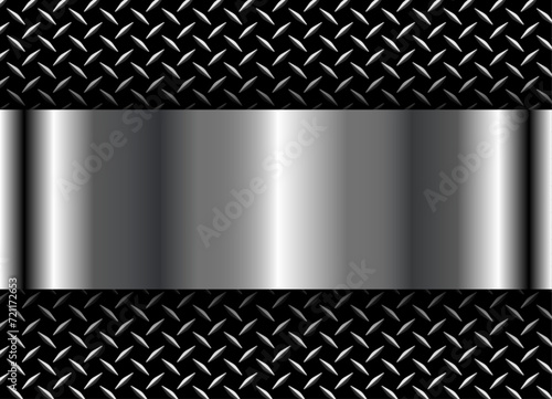 Background 3D silver black metallic, 3d diamond plate sheet metal texture.