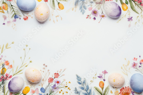 Colored Easter eggs on solid background