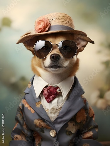 dog wearing vintage clothes © TheHabits