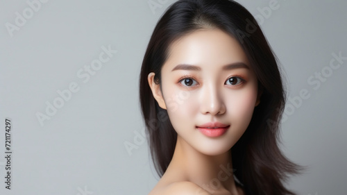 Asian woman for skincare products. Fresh face beautiful.