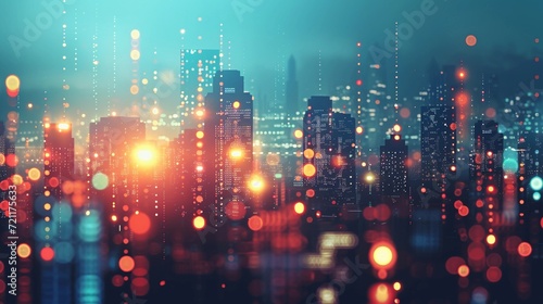 Artificial Intelligence illustration of AI Cityscape, background image, generative AI