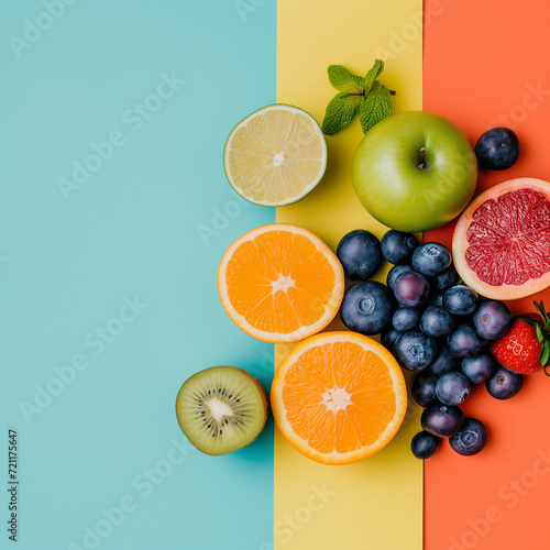 Fruits on a colorful background