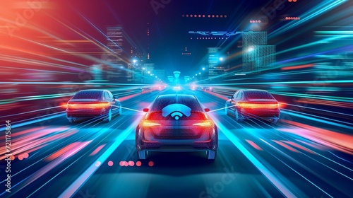 Artificial Intelligence illustration of Autonomous Vehicles  background image  generative AI