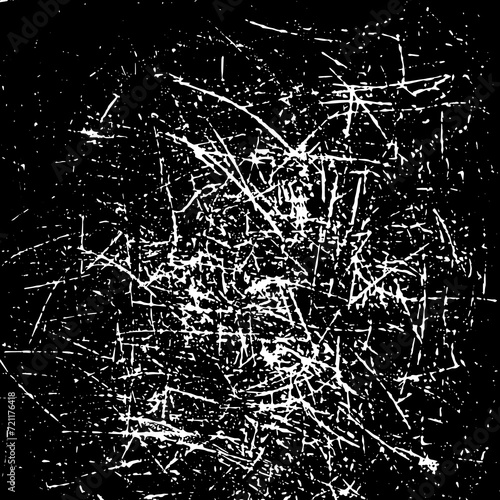 Grunge urban vector texture isolated on black background. White abstract dirty or scratch aging gritty effect, scratch texture material or surface