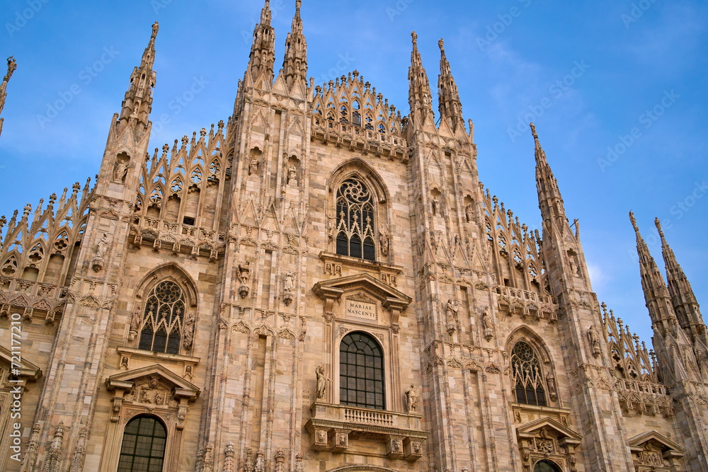 Exterior of Duomo di Milano (Milan Cathedral) in Milan, Italy