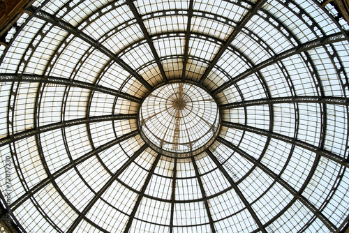 Iron and glass ceiling of the galleria vittorio emanuele ii in Milan  Italy