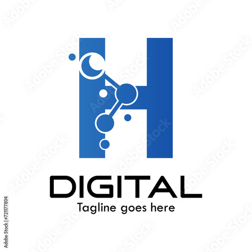 Technology letter logo design template illustration. This is good for technology, science, computer etc. this is h letter 