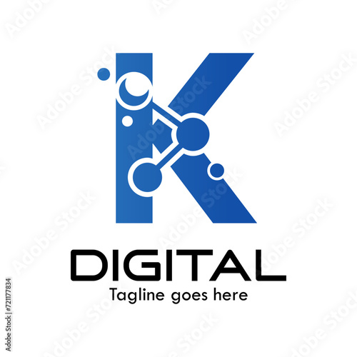 Technology letter logo design template illustration. This is good for technology, science, computer etc. this is k letter 