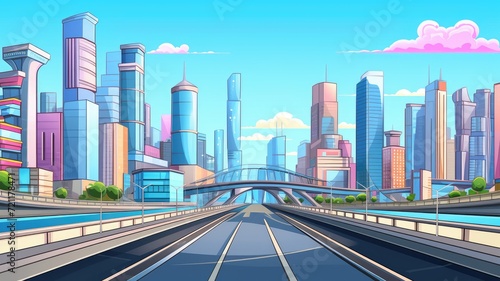 Megalopolis infrastructure  urban architecture Cartoon illustration