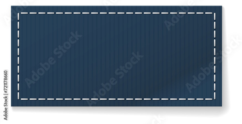Textile patch with realistic seams. Fabric label mockup
