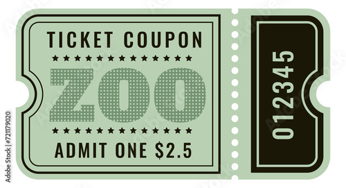 Photography Zoo vinatge ticket template. Retro coupon design