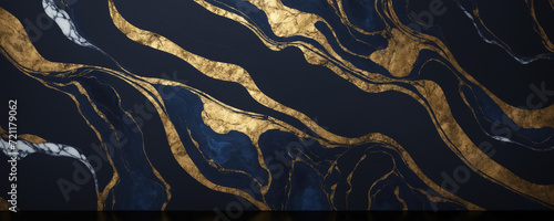 Marble-textured with Blue Black Gold and White