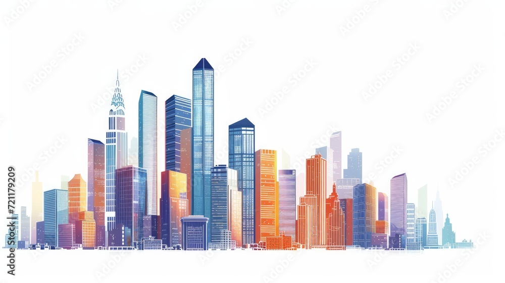 Modern city illustration isolated at white with space for text