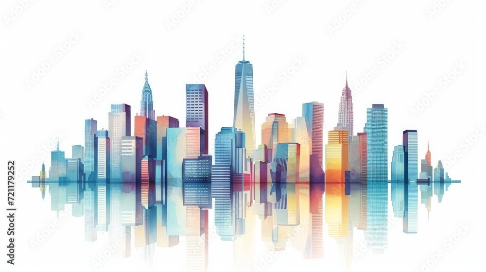 Modern city illustration isolated at white with space for text