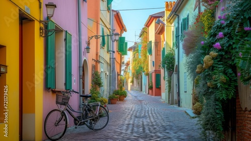 Narrow street of the village of fishermen San Guiliano photo