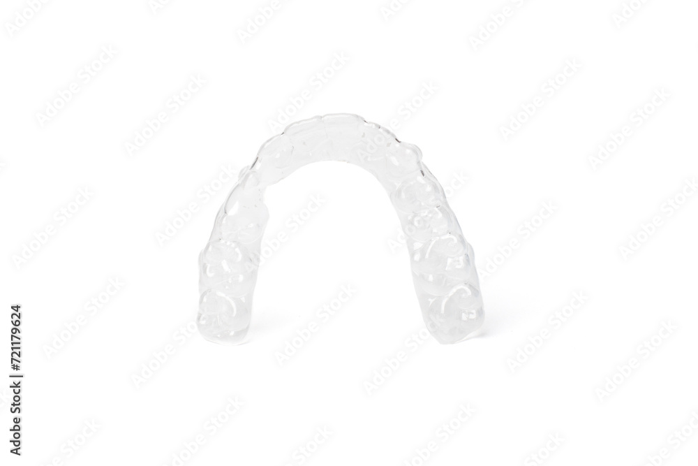 Invisalign braces. Invisible aligners on white background Invisalign braces. Invisible aligners on white background