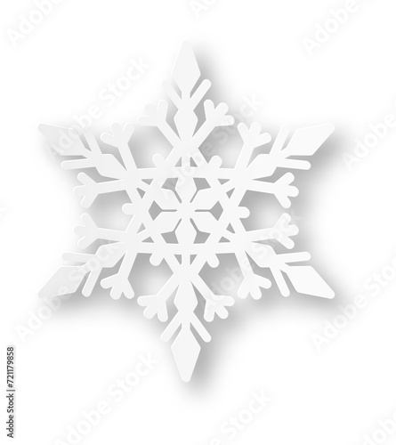 Decorative snowflake in papercut style. White paper star