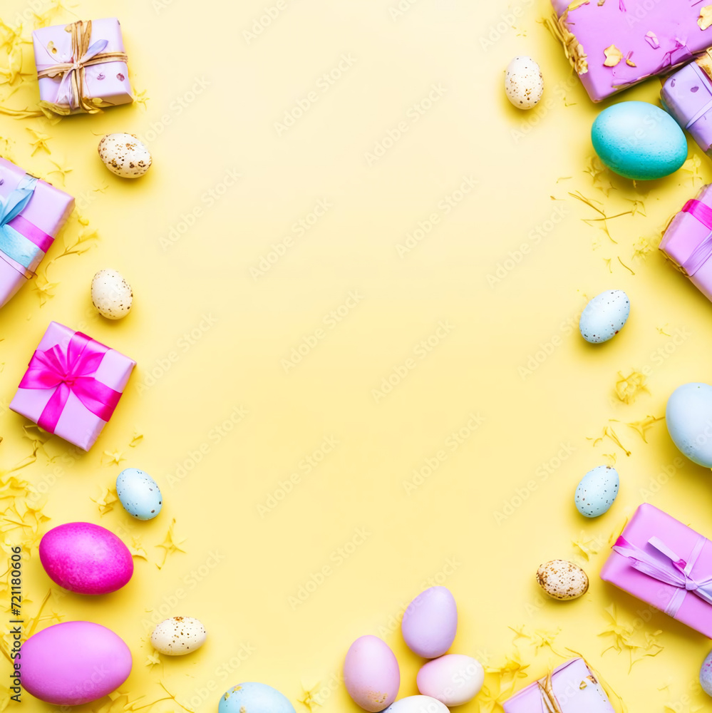 Yellow Easter greeting background.