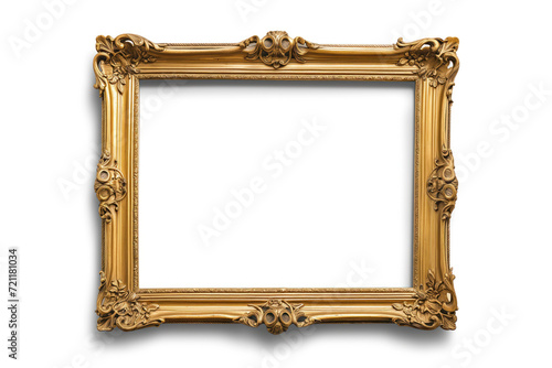 antique gold picture frame on a white background. Created with Generative AI technology
