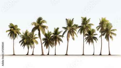 set of coconut and palm trees isolated on white  suitable for print and website use.