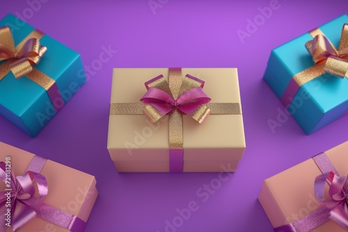 Gifts on gradient backdrop ideal for Christmas or birthday © Jawed Gfx