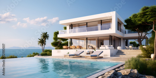Luxury beach house with sea view swimming pool and terrace, © Muhammad