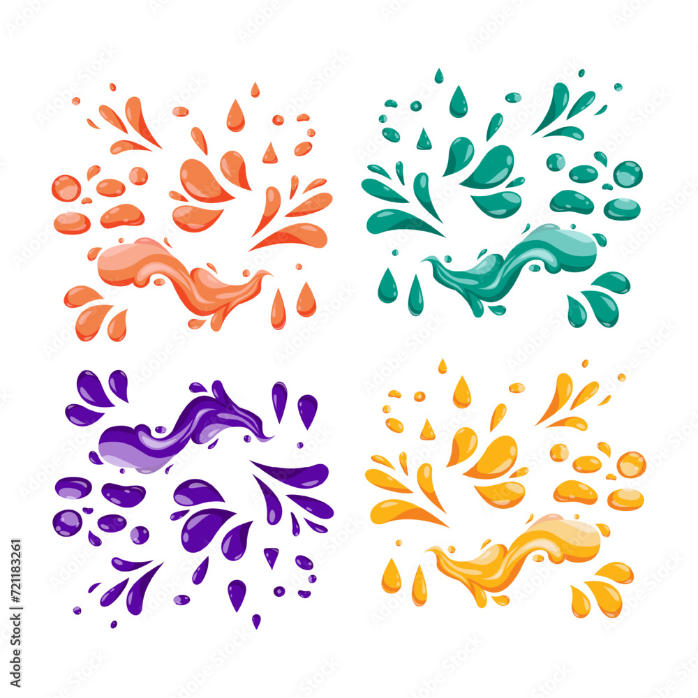 Liquid drop icons set of different colors. Vector collection of flat drops