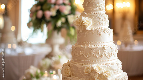 Multiple tier wedding cake photo