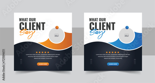 Modern customer feedback or client review social media post template layout vector