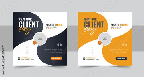 Modern client testimonial or creative customer feedback social media post web banner template, Customer service feedback or client review post design