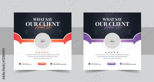 Creative client testimonial or customer feedback social media post design template, Modern customer feedback testimonial social media post design layout vector