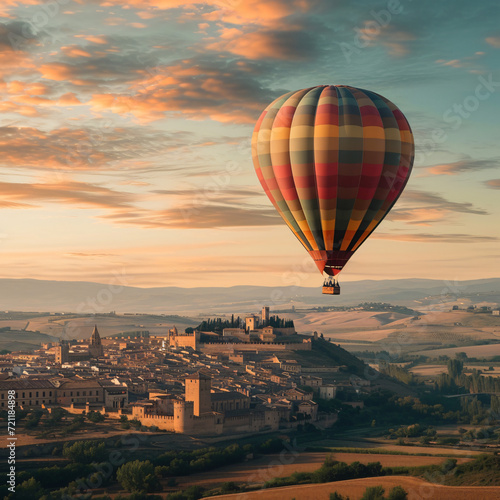 Spain Segovia hot air balloon in the sky © Merab