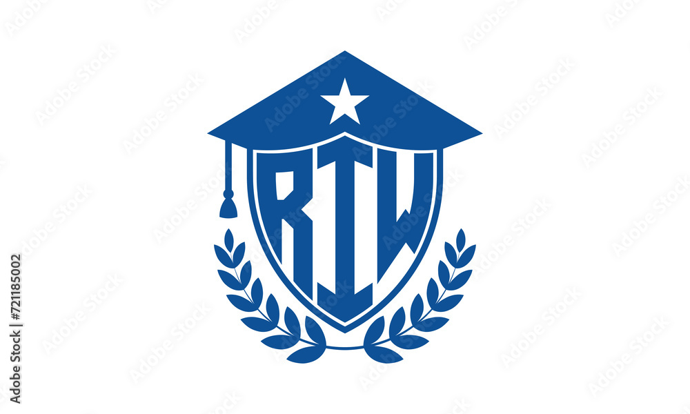 RIW three letter iconic academic logo design vector template. monogram, abstract, school, college, university, graduation cap symbol logo, shield, model, institute, educational, coaching canter, tech RIW three letter iconic academic logo design vector template. monogram, abstract, school, college, university, graduation cap symbol logo, shield, model, institute, educational, coaching canter, tech