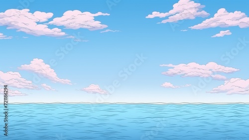 cartoon ocean view horizontal panorama,
