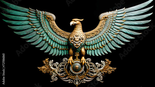 Wooden sculpture of Garuda is a mythological bird according to Hindu belief photo