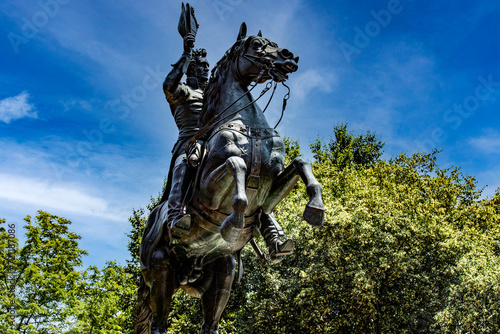 Bronze sculpture of Andrew Jackson on horseback in Lafayette Square in front of the White House in Washington DC, USA. © Lifes_Sunday