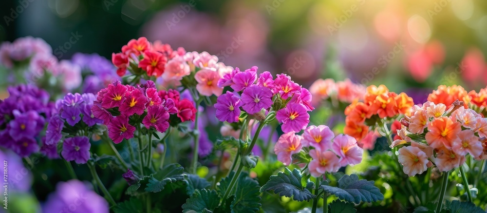 Obraz premium Vibrant Verbenas Bring Color to the Charming Flowers in the Serene Garden