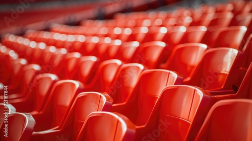 Red seats in a stadium amplify the energy of live events.