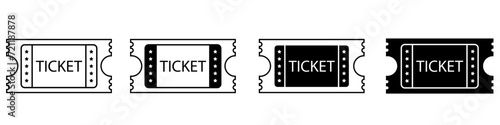 Ticket vector icon set. Movie or theatre coupon illustration sign collection.