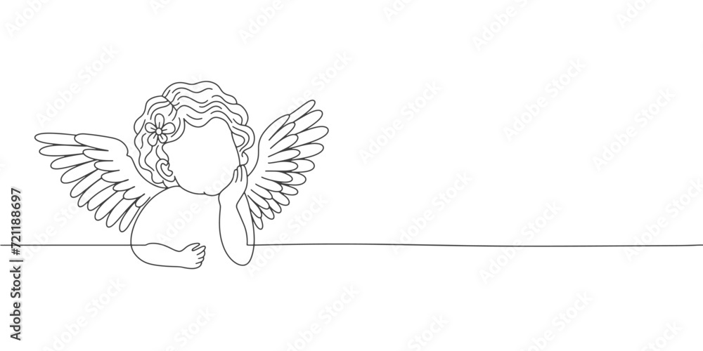 angel with wings line art style vector illustration Stock Vector ...
