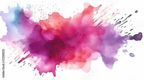 abstract colorful watercolor painting, Bright watercolor blue-red orange purple stain drips on white background photo