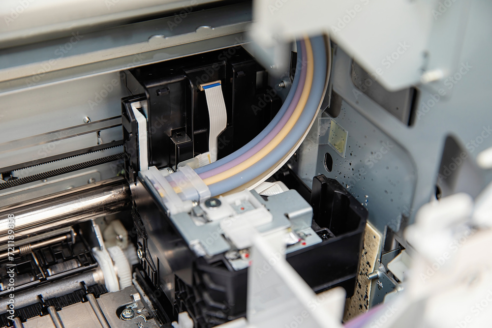 Wires, parts and mechanisms of an ink tube of an inkjet printer. Stock