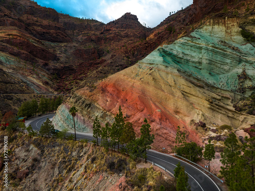 Los Azulejos De Veneguera, Rainbow Rocks, Gran Canaria, Spain