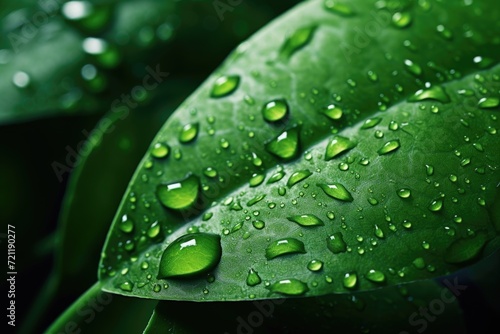 Green leaf with water droplets random